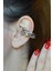 Büyük Bombeli Earcuff Büyük Halka Geçirmeli Kıkırdak Küpesi Gümüş Renk 3
