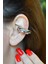 Büyük Bombeli Earcuff Büyük Halka Geçirmeli Kıkırdak Küpesi Gümüş Renk 4
