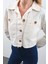 Kadın Ekru Crop Kesim Jean Ceket 6