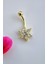 Çelik Yıldız Çiçekli Göbek Piercing Gold 1