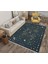 Lacivert Çiçek Desenli Halı – Modern Vintage Tarz | Kaymaz, Yıkanabilir, Evcil & Bebek Dostu 1