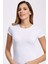 Likralı Yuvarlak Yaka Kadın T-shirt 10 Adet Beyaz 1