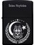 Kurt ve Ay Yıldız Desenli Kişiye Özel Isimli Benzinli Siyah Metal Çakmak MP15 1