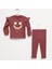 Bordo Çizgili Çiçek Desenli Kız Bebek Pijama Takımı-Choose Happy 1