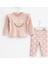 Krem Çizgili Çiçek Desenli Kız Bebek Pijama Takımı-Choose Happy 1