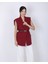 Bordo Vatkalı Kemerli Oversize Yelek 1