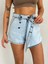 Kot Jeans Kesimetrik Kesim Cepli Şortlu Etek - Gri 1