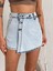 Kot Jeans Kesimetrik Kesim Cepli Şortlu Etek - Gri 4