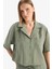 Loose Fit Ceket Yaka Modal Kısa Kollu Gömlek F0399AX25SP 1