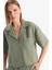 Loose Fit Ceket Yaka Modal Kısa Kollu Gömlek F0399AX25SP 4