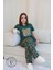 Yeşil Animal Print Desenli Kısa Kol Kadın Pijama Takımı 2
