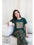 Yeşil Animal Print Desenli Kısa Kol Kadın Pijama Takımı 3