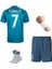 Cristiano Ronaldo Real. Madrid 2018 Deplasman Turkuaz Şampiyonlar Ligi Çocuk Forma T-Shrt Takımı Çorap+Bileklik Yanında 2