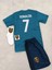 Cristiano Ronaldo Real. Madrid 2018 Deplasman Turkuaz Şampiyonlar Ligi Çocuk Forma T-Shrt Takımı Çorap+Bileklik Yanında 3