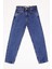 Unisex Mavi Çocuk Boyfriend Rahat Kesim Pantolon Beli Ayarlanabilir Lastik LXB307 1