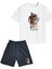 2'li Set Baskılı Erkek Çocuk Pamuk Şort Tshirt Takım 05 5 6 7 8 9 10 11 12 13 14 Yaş Tişört Futbol 1