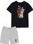 2'li Set Baskılı Erkek Çocuk Pamuk Şort Tshirt Takım 05 5 6 7 8 9 10 11 12 13 14 Yaş Tişört Futbol 1