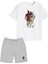 2'li Set Baskılı Erkek Çocuk Pamuk Şort Tshirt Takım 05 5 6 7 8 9 10 11 12 13 14 Yaş Tişört Futbol 1