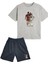 2'li Set Baskılı Erkek Çocuk Pamuk Şort Tshirt Takım 05 5 6 7 8 9 10 11 12 13 14 Yaş Tişört Futbol 1