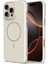 iPhone 16 Pro Max Uyumlu Kılıf Lichee Deri Desen Silikon Kablosuz Şarj Özellikli Krem 1