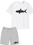 2'li Set Baskılı Erkek Çocuk Pamuk Şort Tshirt Takım 05 5 6 7 8 9 10 11 12 13 14 Yaş Tişört Shark 1