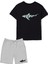 2'li Set Baskılı Erkek Çocuk Pamuk Şort Tshirt Takım 05 5 6 7 8 9 10 11 12 13 14 Yaş Tişört Shark 1