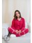 Fuşya Ekose Desenli Düğmeli Uzun Kol Kadın Pijama Takımı 3