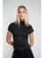 Bisiklet Yaka Kısa Siyah Bluz 2