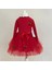 5-6-7 Yaş Kiraz Desenli Kurdela Kuşaklı Astarlı Uzun Kollu Kız Çocuk Tütü Elbise Kırmızı 1