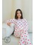 Beyaz Kalp Desenli Uzun Kol Kadın Pijama Takımı 2