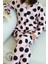 Pembe Siyah Benek Desenli Düğmeli Uzun Kol Kadın Pijama Takımı 3