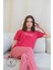 Fuşya Çizgi Desenli Kısa Kol Kadın Pijama Takımı 1