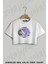 Moon Abloom In Lavendar And Periwinkle Baskılı Oversize Crop T-Shirt 1