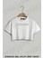 Pause Baskılı Oversize Crop T-Shirt 1