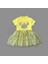 1-2-3 Yaş Fiyonklu Mickey Astarlı Etekli Kız Bebek Tütü Elbisesi Sarı 2