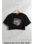 Bağıran Kedi Baskılı Oversize Crop T-Shirt 1