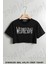 Logo Wednesday Addams Family Baskılı Oversize Crop T-Shirt 1