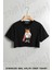 Stil Kaykaycı Ayı Teddy Bear Baskılı Oversize Crop T-Shirt 1