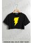 Flash Baskılı Oversize Crop T-Shirt 1