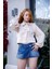 Fiyonklu Düğmeli Saten Uzun Kollu Crop Bluz 1