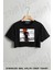 Charlie Chaplin Baskılı Oversize Crop T-Shirt 1