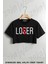 Loser, Lover Baskılı Oversize Crop T-Shirt 1