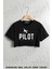 Pilot, Uçak, Airplane Baskılı Oversize Crop T-Shirt 1