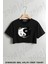 Kurt Yin Yang Baskılı Oversize Crop T-Shirt 1