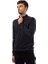 Yarım Fermuar Pike Kumaş Sweatshirt Sıyah 3