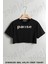Pause Baskılı Oversize Crop T-Shirt 1