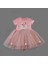 1-2-3 Yaş Tül Fiyonk Çiçekler Nakışlı Astarlı Kız Bebek Tütü Elbisesi Pudra 2