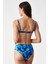 Çıkarılabilen Dolgulu Kaplı Telli Saks Desenli Blaun Kalın Kenarlı Straplez Bikini Takımı 3