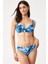 Çıkarılabilir Push Up Dolgulu Kaplı Telsiz Azula Mavi Desenli Bikini Takımı 2