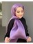 Tesettür Hijab Janjan Abiye Saten Dokulu Vual Ipek Şal Mor 1